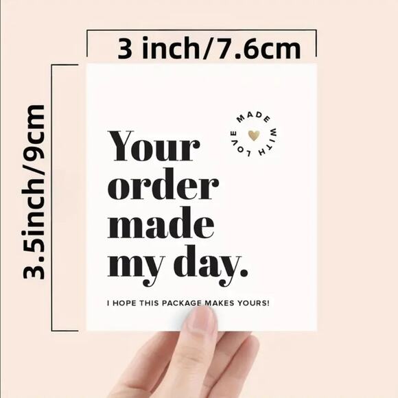 100 Thank You Cards Pack - Your Order Made My Day. - Picture 3 of 6